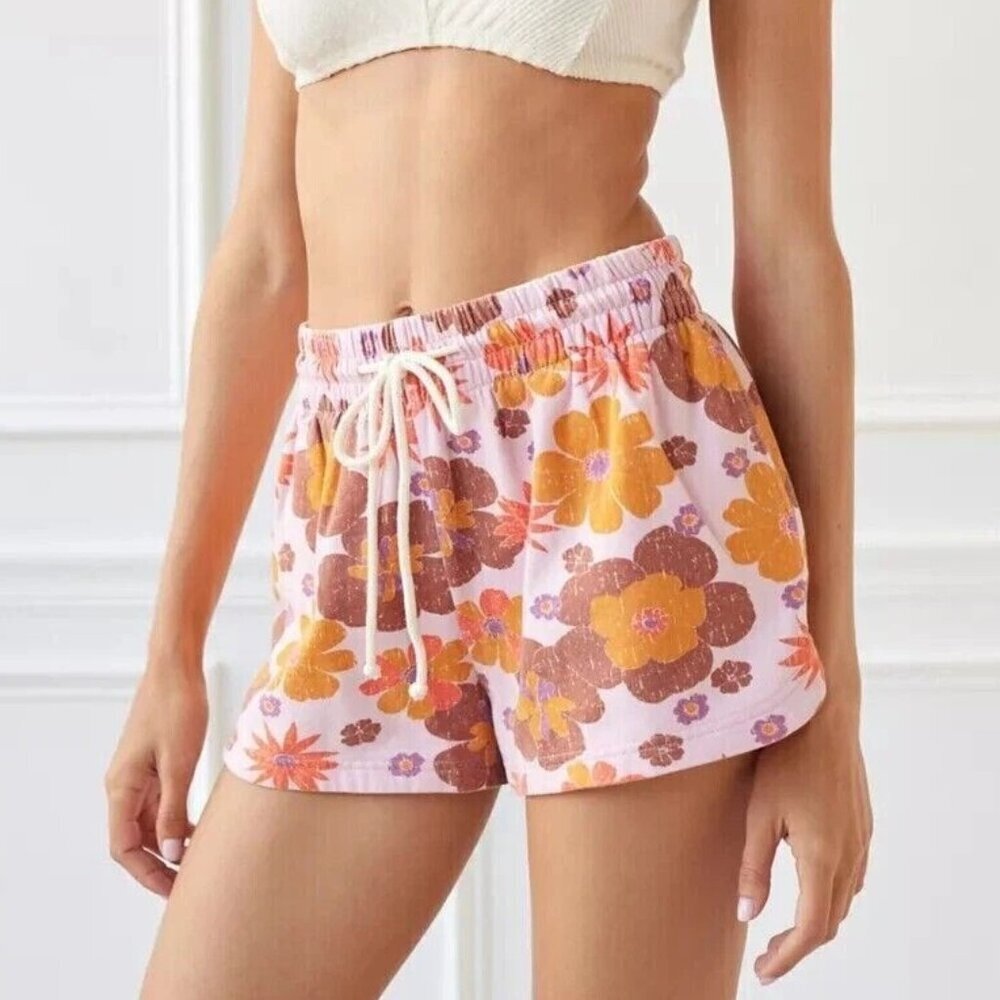 Out From Under Ellie Mid-Rise Floral Sweatshorts - Size Small